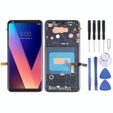 Schermo LCD originale per LG V30 Digitizer Assemblaggio completo con cornice (nero)
