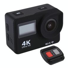 S300 HD 4K WiFi 12.0MP Fotocamera sportiva con telecomando e custodia impermeabile da 30 m, touch screen LTPS da 2,0 pollici + display frontale da 0,66 pollici, Generalplus 4248, obiettivo grandangolare 170 gradi A (nero)