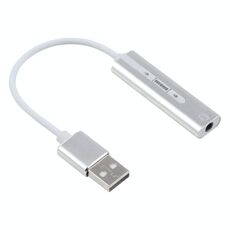 Guscio in alluminio Jack da 3,5 mm Scheda audio USB esterna HIFI Magic Voice Adattatore a 7.1 canali Unità gratuita per computer, desktop, altoparlanti, auricolare (argento)