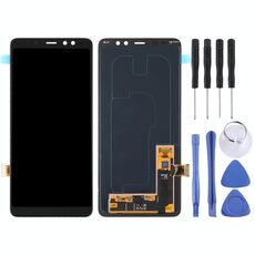 Schermo LCD originale Super AMOLED per Galaxy A8+ (2018) / A730 con assemblaggio completo di digitalizzatore (nero)