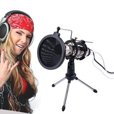 Supporto per treppiede con staffa universale per trasmissione live PS-5 con rete antispruzzo, clip per microfono e clip antiurto, Per iPhone, Galaxy, Sony, Lenovo, HTC, Huawei e altri smartphone
