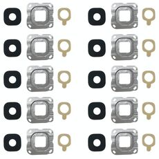 Per Galaxy C7 10 pezzi Cornice per fotocamera posteriore e copriobiettivo con adesivo (grigio)