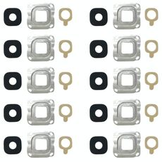 Per Galaxy C7 10 pezzi Cornice per fotocamera posteriore e copriobiettivo con adesivo (argento)