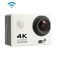 HAMTOD H9A HD 4K WiFi Sport Camera con custodia impermeabile, Generalplus 4247, schermo LCD da 2,0 pollici, obiettivo grandangolare da 120 gradi (bianco)