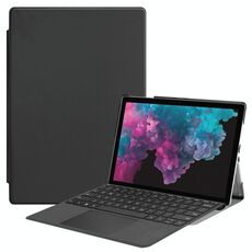 Custodia in pelle PU flip orizzontale di struttura di custer per Microsoft Surface Pro 4/5/6/7 12.3 pollici, con titolare e slot a penna (nero)