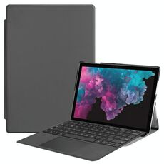 Custodia in pelle PU flip orizzontale di struttura di custer per Microsoft Surface Pro 4/5/6/7 12.3 pollici, con titolare e slot a penna (grigio)
