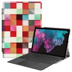 Custodia in pelle PU con vibrazione orizzontale colorata con motivo a cubo magico per Microsoft Surface Pro 4/5/6 12,3 pollici, con supporto e slot per penna