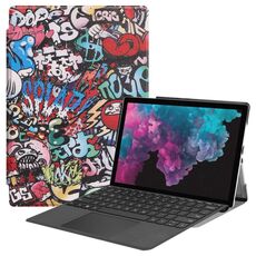 Custodia in pelle PU con vibrazione orizzontale colorata con motivo graffiti per Microsoft Surface Pro 4/5/6 da 12,3 pollici, con supporto e slot per penna
