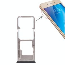 Per Vivo Y53 2 x vassoio per scheda SIM + vassoio per scheda micro SD (nero)