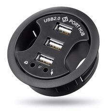 Hub USB 2.0 a 3 porte con audio da 3,5 mm e jack per microfono