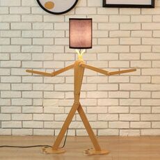 Lampada da terra in legno per illuminazione domestica assemblaggio fai-da-te (nero)