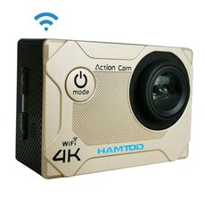 Hamtod S9 UHD 4K WiFi Fotocamera Sport con custodia impermeabile, GeneralPlus 4247, schermo LCD da 2,0 pollici, Lente larga 170 gradi (oro)