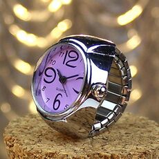 Orologio analogico al quarzo con quadrante 2PCS L04 Orologio con anello al quarzo elastico in acciaio creativo per uomo / donna (viola)