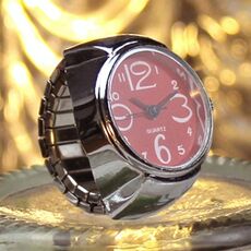 Orologio analogico al quarzo con quadrante 2PCS L04 Orologio con anello al quarzo elastico in acciaio creativo per uomo / donna (rosso)