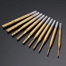 10 pz/set fresa in metallo duro rivestito in titanio per incisione del bordo del coltello fresatrice CNC