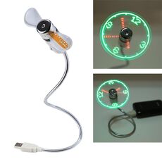 Mini durevole USB Clock Time Display flessibile LED Fan Light, DC 5V