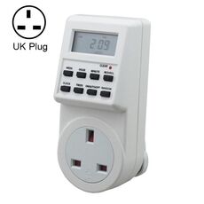 AC 230V Smart Home Plug-in Display LCD Orologio Funzione ora legale 12/24 ore Presa interruttore timer modificabile, spina UK