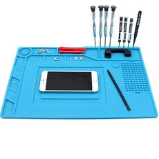 JIAFA S-150 Piattaforma di manutenzione Tappetino isolante per riparazione resistente al calore Tappetini in silicone con posizione delle viti (blu)
