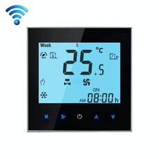 Termostato ambiente programmabile a 2 tubi con display LCD per unità fan coil, supporto Wi-Fi (nero)