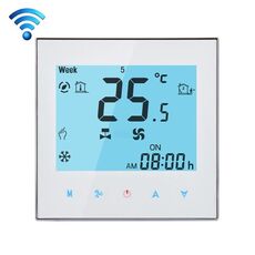 Termostato ambiente programmabile a 2 tubi con display LCD per unità fan coil, supporto Wi-Fi (bianco)