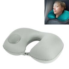 Cuscino per collo a forma di U da viaggio con gonfiaggio automatico a pressione portatile (grigio)