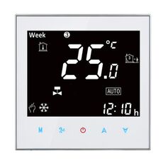 BAC-2000 Tipo di condizionamento centrale Tipo Touch LCD Digital a ventola a ventola a 2 pipe unità di unità di sala, Visualizzazione Velocità della ventola / Clock / Temperation / Time / Week / Heat ecc. (Bianco)