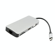 WS-06 9 in 1 Type-C a RJ45 + VGA + PD + HDMI + SD + TF + AUDIO 3.5mm + 2 x Adattatore hub USB3.0