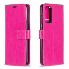 Per Samsung Galaxy S21 Ultra Crazy Horse Texture Custodia in pelle flip orizzontale con titolare e carte slot e portafoglio e cornice fotografica (rosa)