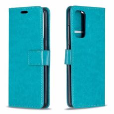 Per Samsung Galaxy S21 Ultra Crazy Horse Texture Custodia in pelle flip orizzontale con titolare e schede slot e portafoglio e cornice fotografica (blu)