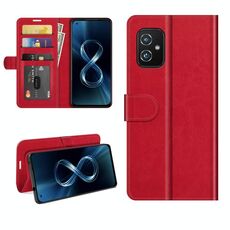 Per Asus Zenfone 8 R64 Texture Singola custodia protettiva orizzontale orizzontale con supporto e carta Slot & Portafoglio e cornice fotografica (rosso)