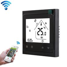 BHT-002GALW 3A Tipo di riscaldamento dell'acqua di carico LCD Termostato ambiente di riscaldamento digitale con visualizzazione dell'ora, controllo WiFi (nero)