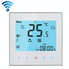 Termostato ambiente programmabile a 4 tubi con display LCD per unità fan coil, supporto Wi-Fi (bianco)