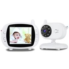 BM-850 LCD da 3,5 pollici LCD da 2,4 GHz Telecamera di sorveglianza wireless Baby monitor con visione notturna a LED 8-IR, conversazione vocale bidirezionale (bianco)