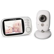 VB603 Monitor per bambini con telecamera di sorveglianza wireless LCD da 3,2 pollici a 2,4 GHz, supporto per la conversazione bidirezionale, visione notturna (bianco)