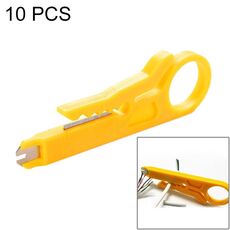 10 PCS Mini Cable Crimping Tool Punch Down Cutter per cavo di rete RJ45 Cat5, cavo telefonico dati, cavo UTP per computer (giallo)