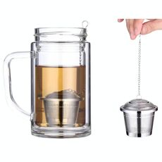 Filtro a sfera per tè con infusore a rete in acciaio inossidabile con chiusura a rete per spezie, dimensioni medie: 6,5 x 6 cm