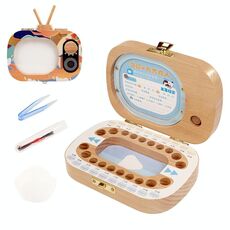 Set TV per bambini in legno creativo Scatola per la conservazione dei denti decidui Scatola per la conservazione dei denti per bambini