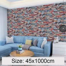 Creativo 3D Colore Pietra Mattoni Decorazione Carta da parati Adesivi Camera da letto Soggiorno Parete Carta da parati impermeabile Rotolo, Dimensioni: 45 x 1000 cm