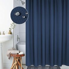 Ispessimento Tenda impermeabile e contro la muffa Tenda a nido d'ape Tessuto in poliestere Tenda da doccia Tende da bagno, Dimensioni: 120 * 180 cm (Blu scuro)