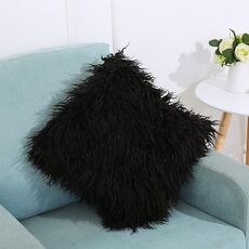 Copricuscino lungo in velluto in peluche Copricuscino quadrato popolare in peluche Federa per la decorazione della camera da letto, dimensioni: 45 x 45 cm (nero)
