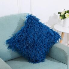 Copricuscino lungo in velluto in peluche Copricuscino quadrato popolare in peluche Federa per la decorazione della camera da letto, dimensioni: 45 x 45 cm (blu scuro)