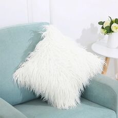 Copricuscino lungo in velluto in peluche Copricuscino quadrato popolare in peluche Federa per la decorazione della camera da letto, dimensioni: 45 x 45 cm (bianco)