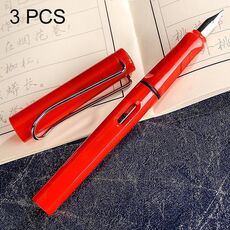 Penna stilografica a stantuffo trasparente con pennino in lega di titanio extra fine da 3 pezzi (rosso), consegna casuale (pennino da 0,5 mm / 0,38 mm)