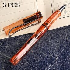 Penna stilografica a pistone trasparente con pennino in lega di titanio extra fine da 3 pezzi (arancione trasparente), consegna casuale (pennino da 0,5 mm / 0,38 mm)