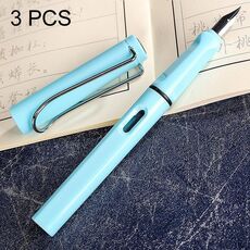 Penna stilografica a stantuffo trasparente con pennino in lega di titanio extra fine da 3 pezzi (azzurro), consegna casuale (pennino da 0,5 mm / 0,38 mm)