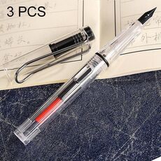 Penna stilografica a stantuffo trasparente con pennino in lega di titanio extra fine da 3 pezzi (bianco trasparente), consegna casuale (pennino da 0,5 mm / 0,38 mm)