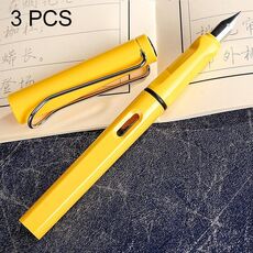 Penna stilografica a stantuffo trasparente con pennino in lega di titanio extra fine da 3 pezzi (giallo), consegna casuale (pennino da 0,5 mm / 0,38 mm)