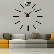 39 pollici camera da letto home office decorazione moderna senza cornice grande fai da te 3D specchio adesivo da parete orologio muto (nero)