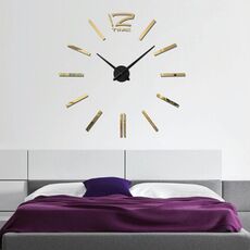 39 pollici camera da letto home office decorazione moderna senza cornice grande fai da te 3D specchio adesivo da parete orologio muto (oro)