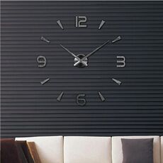 Camera da letto decorazione della casa orologio senza cornice 3D specchio grande adesivo da parete fai da te orologio muto, dimensioni: 100 * 100 cm (nero)